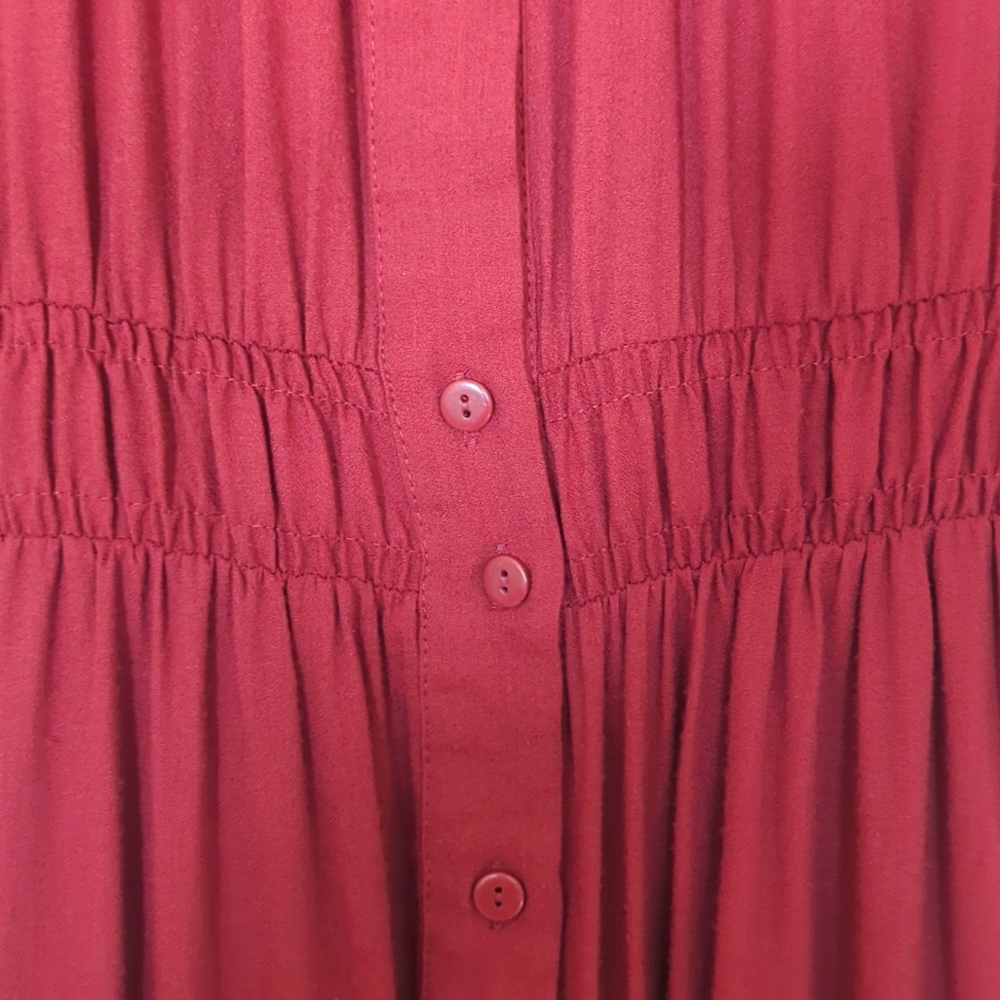 Zara Cranberry Button Front Accent Waist Dress Sm… - image 8